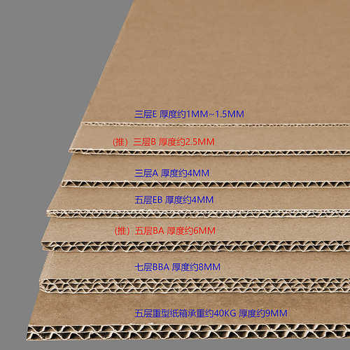 展顺纸品纸样 三层五层七层常规加硬特硬瓦楞纸板小样广东省样品