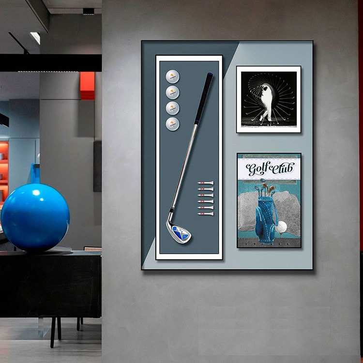 简约实物高尔夫球装饰画复古酒店俱乐部壁画美式运动体育馆挂画