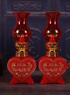 结婚喜庆永结同心喜字电子蜡烛灯卧室床头长明灯LED桃心灯