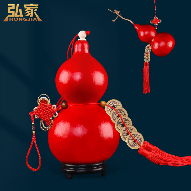 五帝钱门对门红葫芦挂件天然开口纯铜钱进门厕所卧室门中国结摆件