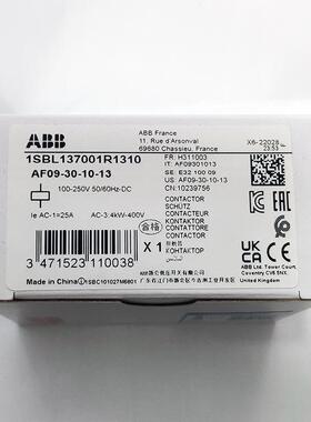 ABBAF系列接触器AF09-30-10-13*100-250VAC/DC;10239756