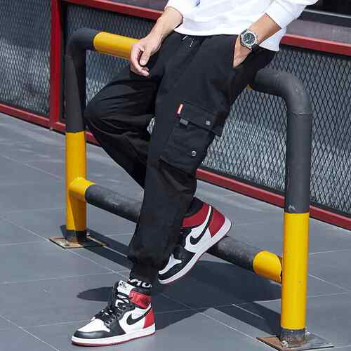Large size men's work pants, men's sports cropped pants,