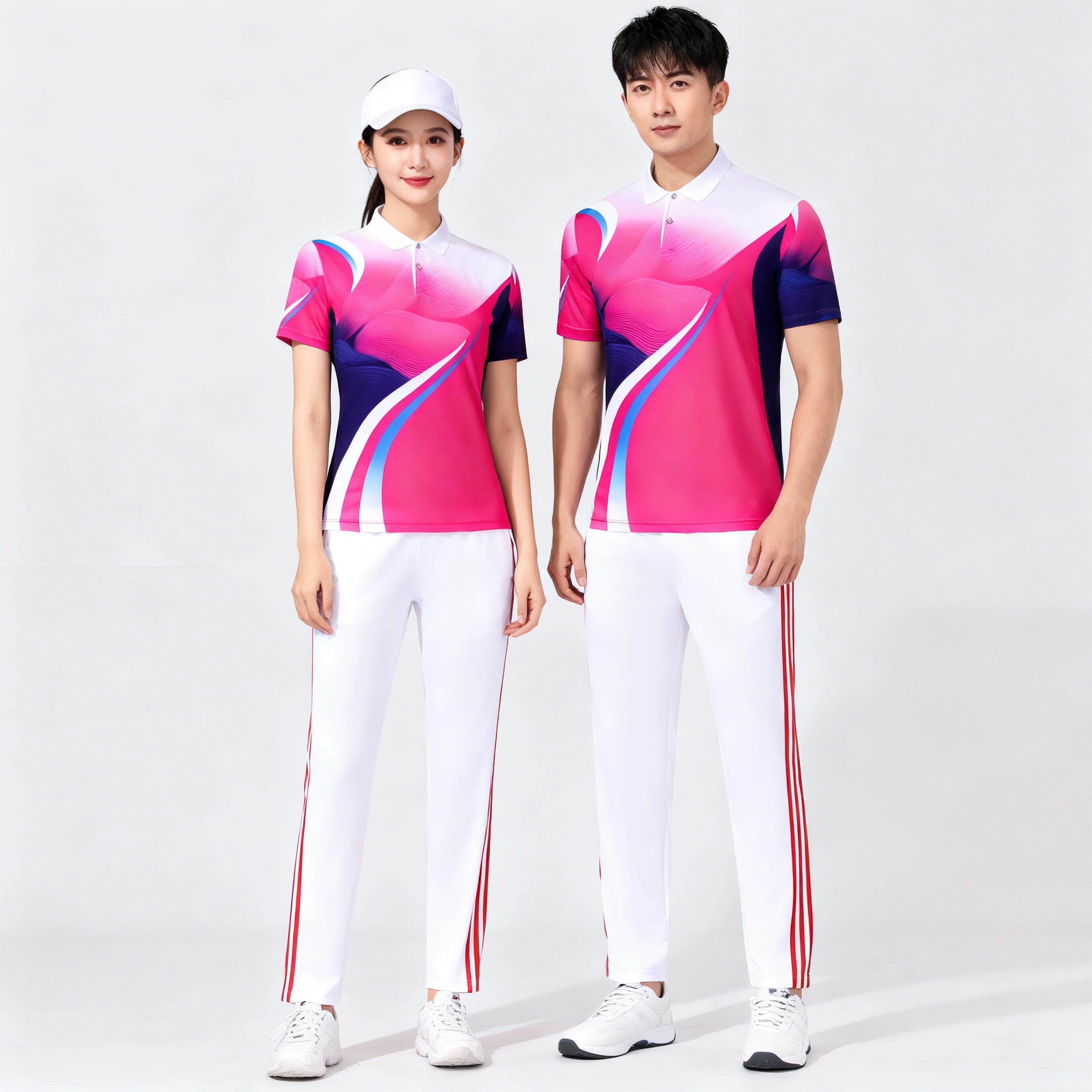 新款健步走短袖运动服套装夏季T恤梦之队健身操广场舞演出服团购图片