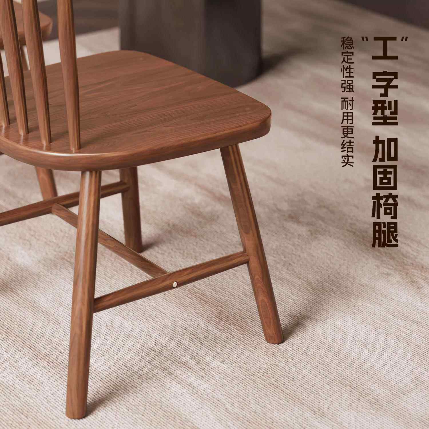 家用实木餐椅简约子餐桌椅复书古餐椅QED厅靠背商用房温莎椅椅