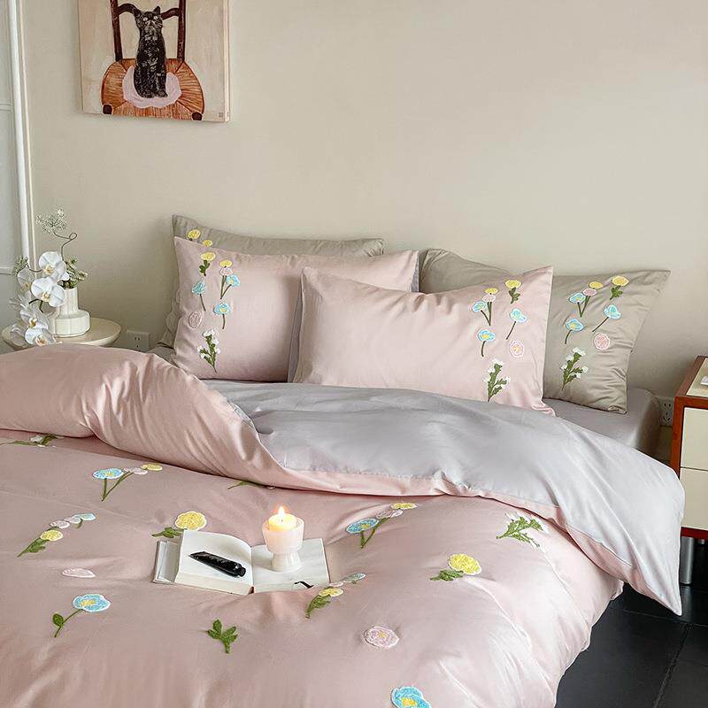 秋冬加厚100S长绒棉磨毛全棉毛巾绣被套四件套保暖高密度纯棉床品