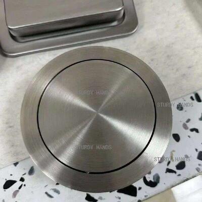 1pc Embedded Lid Kitchen Trash Can Kitchen Desktop Metal