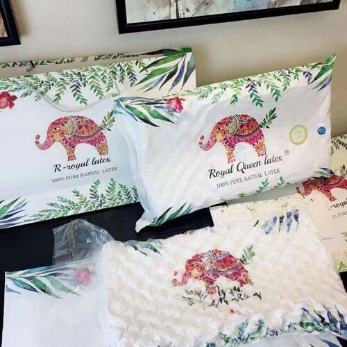 新款直销新皇家泰国大象乳胶枕头天然乳胶按摩护颈枕芯礼品枕团购