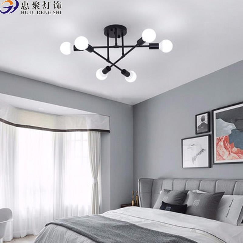 北欧客厅吊灯现代简约卧室餐厅铁艺吸顶灯创意个性铁艺工业风灯具