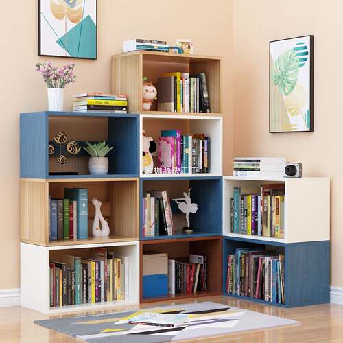 简约现代落地书架置物架客厅卧室家用学生组合书柜儿童简易收纳架