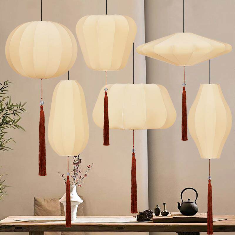 新中式吊灯户外茶室中国风布艺灯笼火锅店走廊过道阳台酒楼饭店