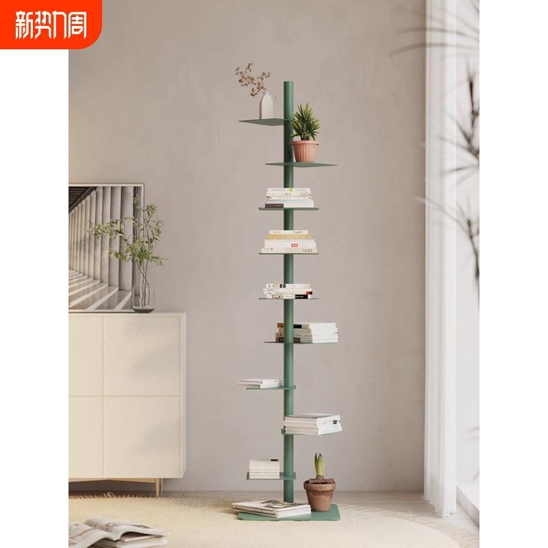 旋转隐形书架落地置物架客厅铁艺多层展示架简易收纳架子转角书r*
