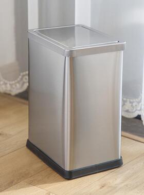 朗艺翻盖垃圾桶不锈钢卫生间厕所摇盖有盖家用10升15升wastebin