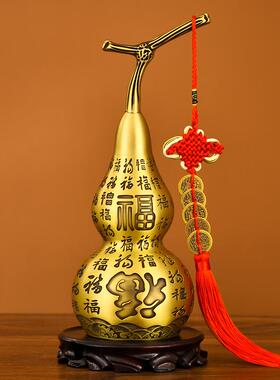 纯黄铜百葫福葫芦办公室桌面纳福件字葫芦纯铜铜芦金摆属福工艺品