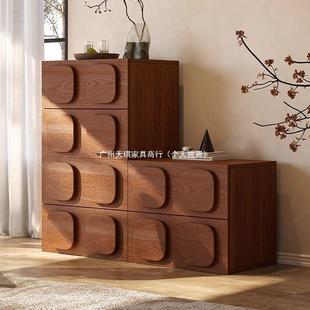 法式 中古实斗柜组合厅沙黑发边柜收纳木储物柜复客ADF古卧室色卡