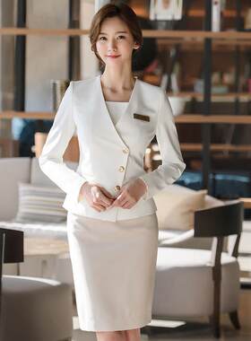 韩式新品职业套装前台店长经理工作服美容顾问销售工作服OL修身装