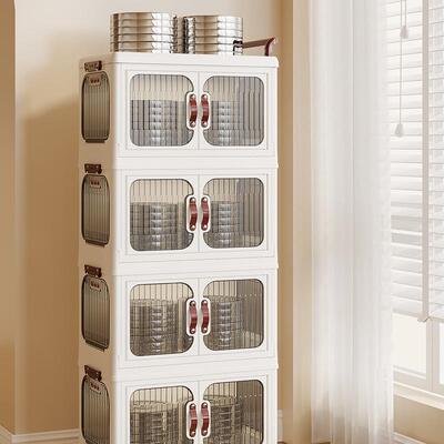 8870鑫推乐轻奢奶油风车收纳柜免安装柜置物多双开门层加厚收纳箱