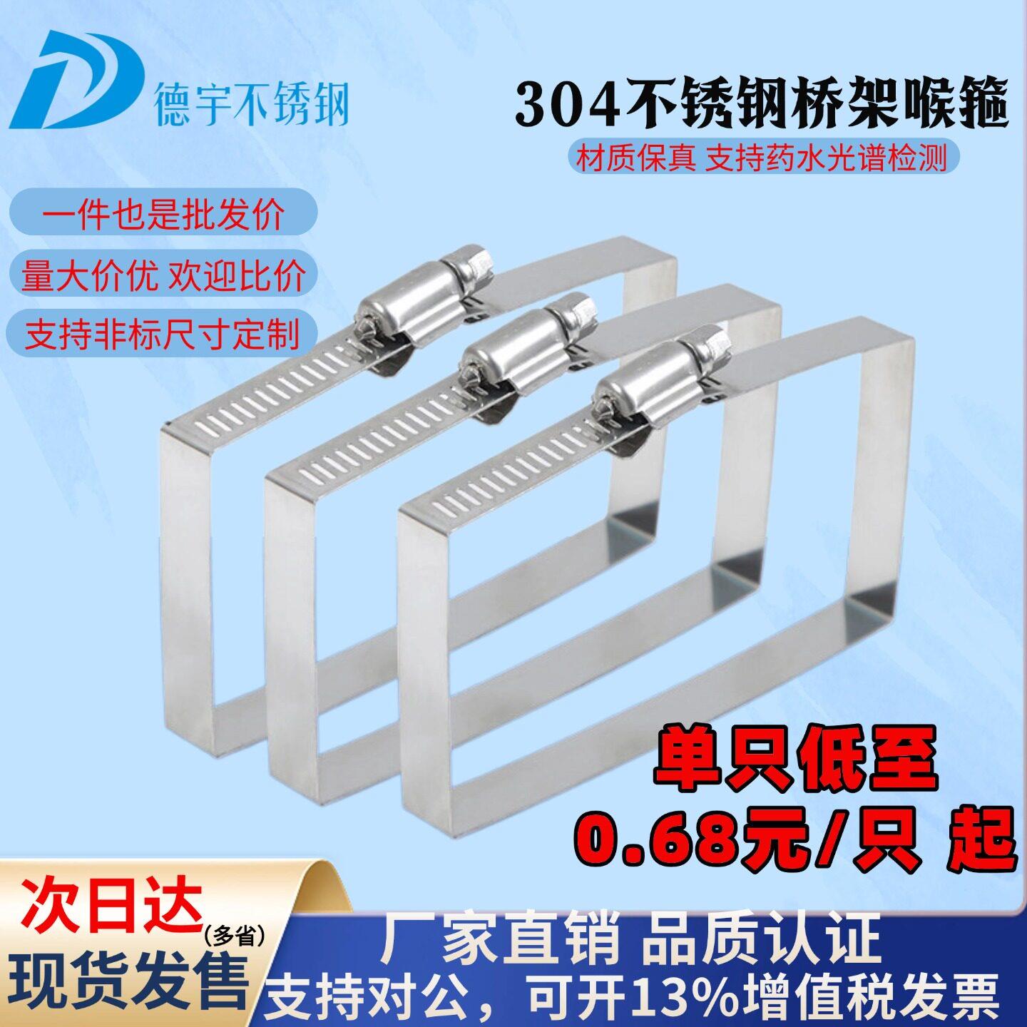 304不锈钢方形卡箍桥架抱箍光伏电缆喉箍线槽管夹箍方管固定卡扣图片