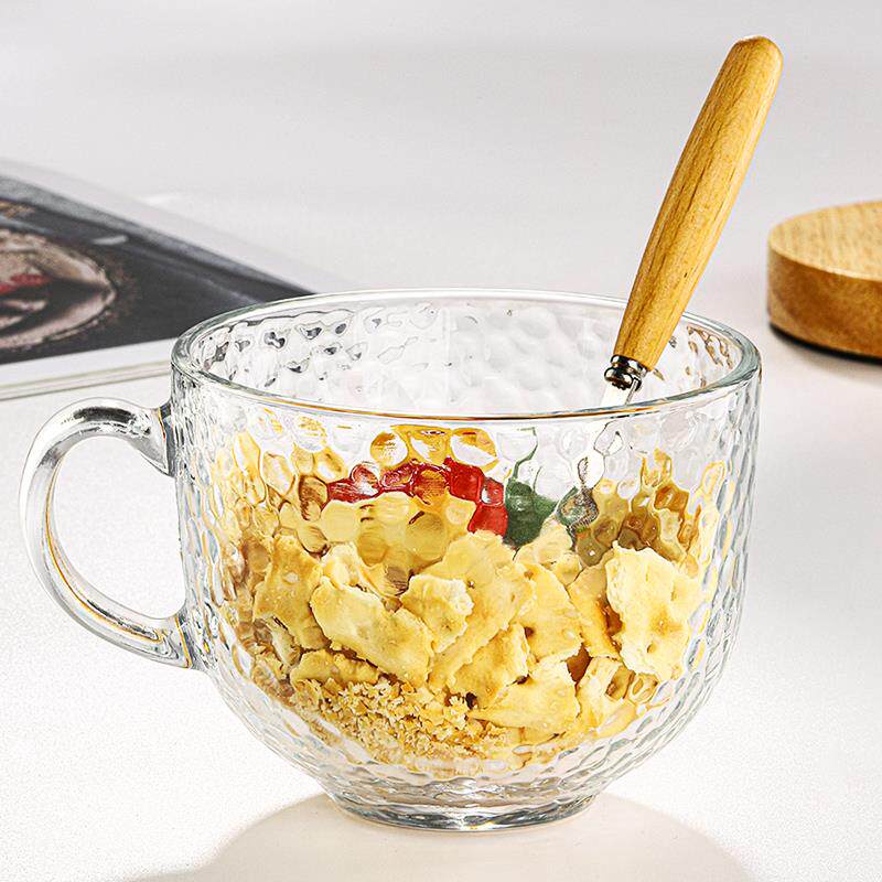 可微波炉加热早餐杯带盖勺咖啡牛奶杯燕麦片玻璃杯耐高温喝水杯子