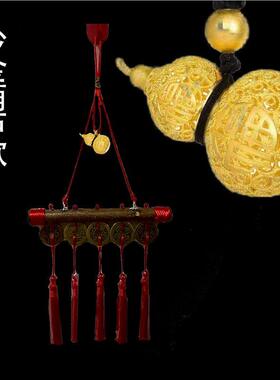 高五帝钱挂级件桃木VWN东南化解门对门五朱砂铜钱招财枝帝钱人财