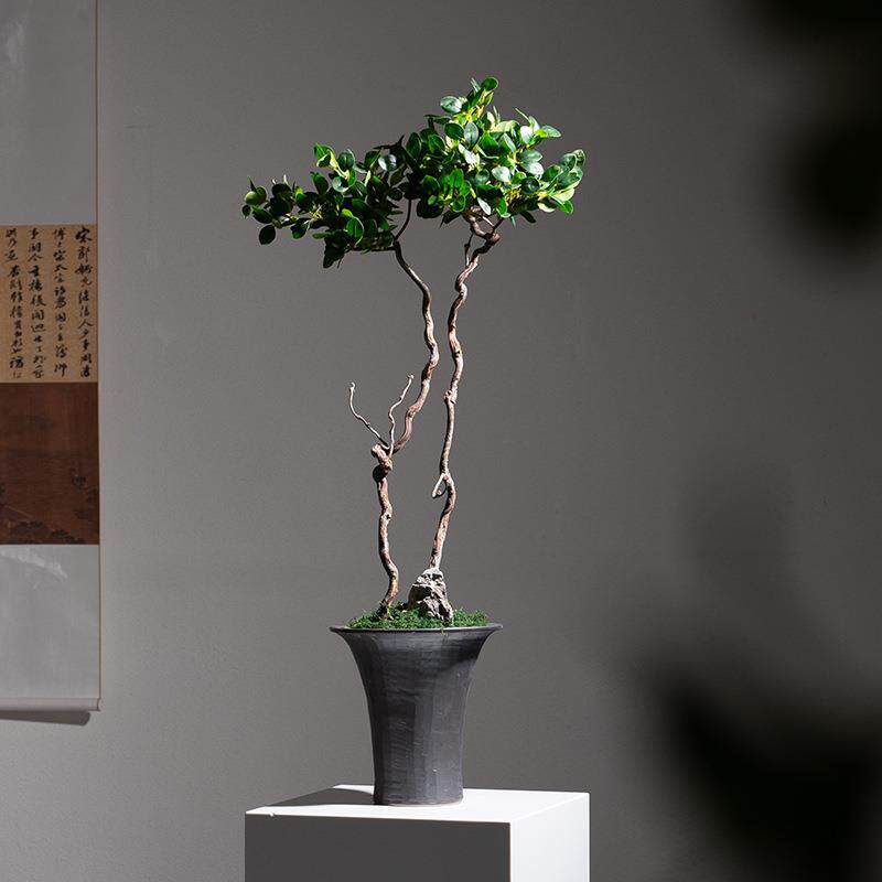 中式日式小原流花道插花仿真树绿植盆景壁龛玄关茶室茶道民宿装饰