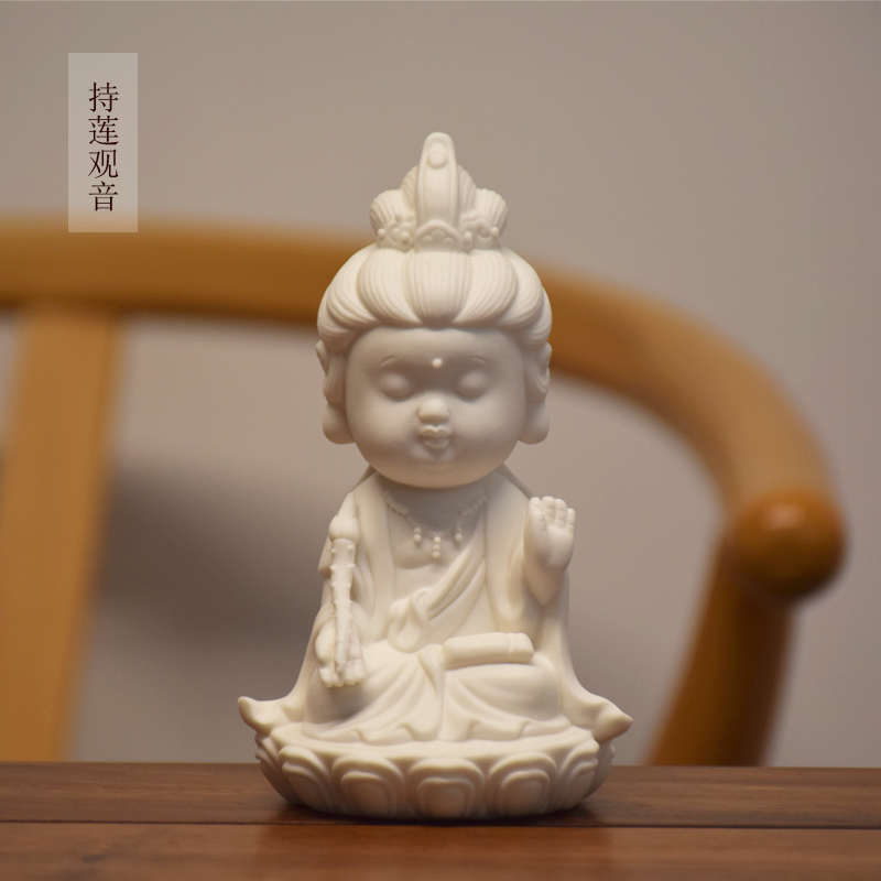 创意可爱陶瓷汽车摆件佛像时尚车载观音菩萨高档车载车内客厅装饰