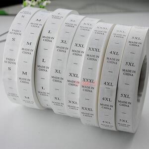 2公分宽服装通用中国制造尺码标水洗唛印唛标服装大小码数标S-6XL