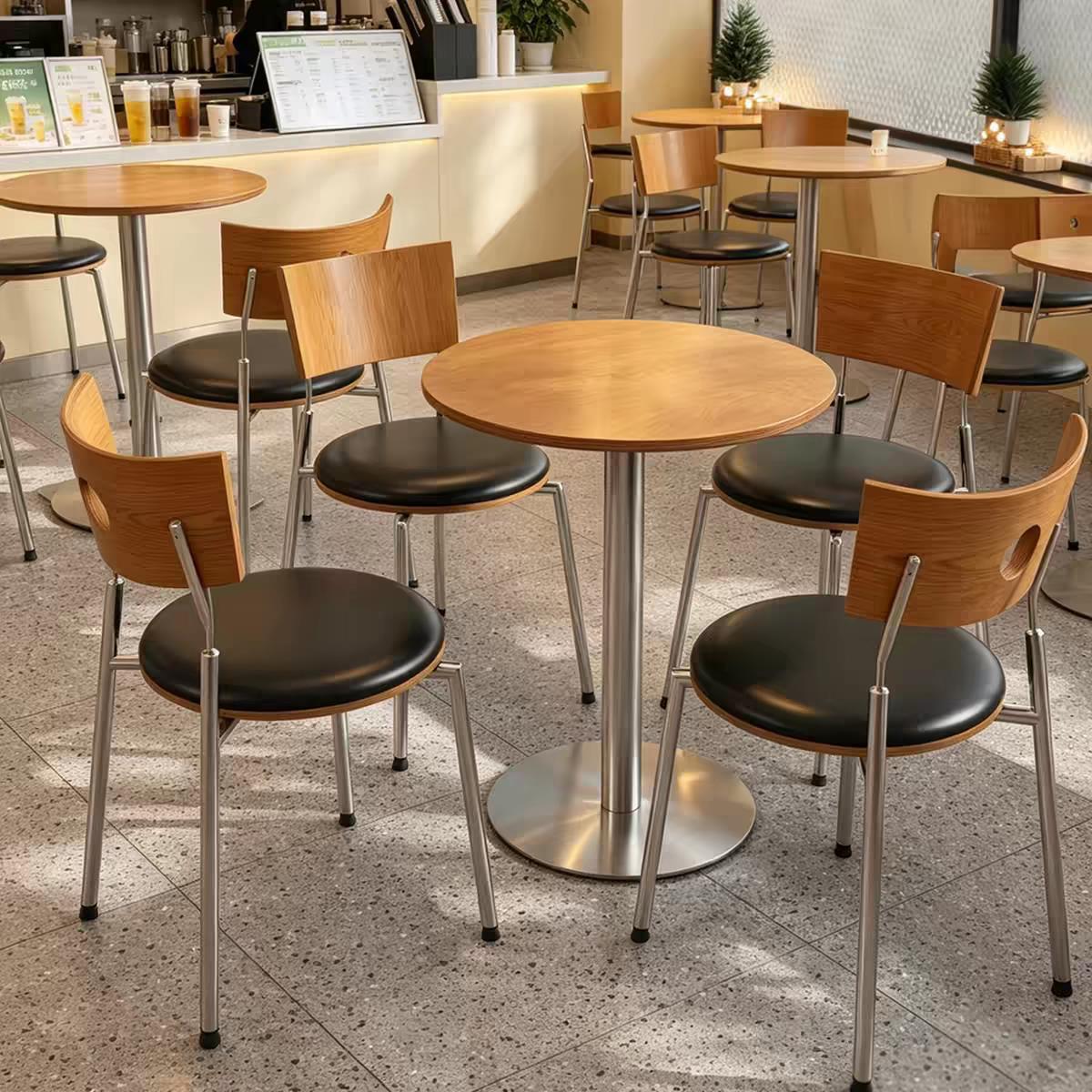 韩式简约咖啡店网红圆桌海洋板餐桌西餐厅桌椅定制甜品奶茶店商用