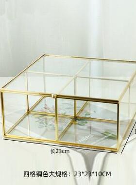 正品覆欧防式尘手表珠展宝示玻璃首饰盒四格六格方形玻璃花盒收纳