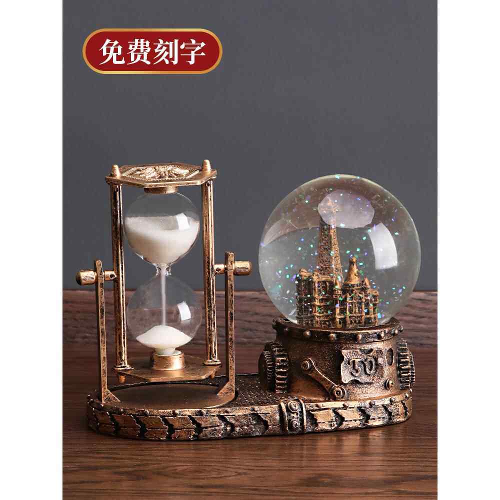 覆古沙漏计时器雪花水晶球音乐盒生日礼物女孩创意文学风格礼物实