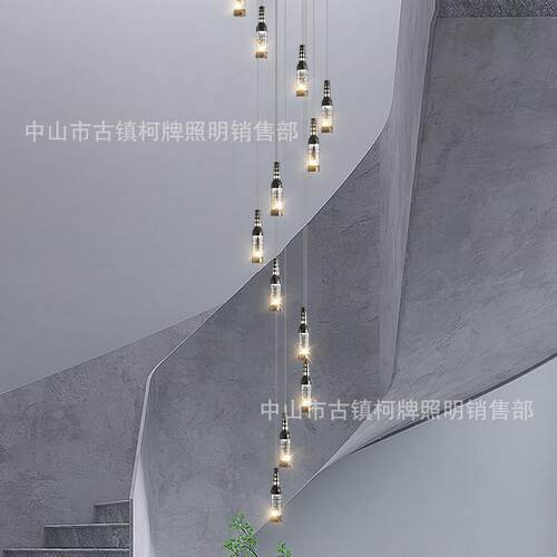 楼梯长吊灯现代简约loft公寓别墅客厅创意个性餐厅旋转复式楼吊灯