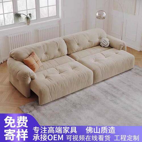功能沙发直排简约人类狗窝零靠墙电动伸缩布艺吐司沙发床两用静音