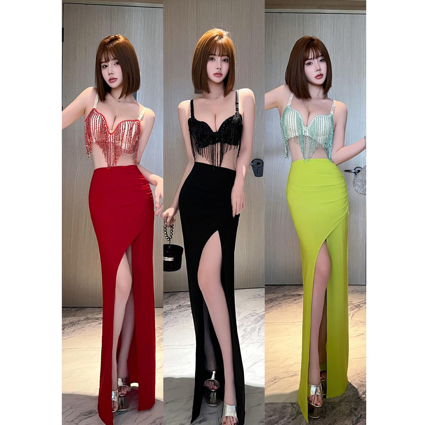 2025新款技师工作服性感夜店吊带高级感收腰洋装显瘦足疗晚礼服