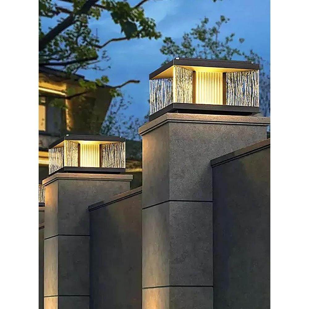 太阳能柱头灯庭院大门灯门柱灯户外围墙灯防水柱子灯别墅大门柱灯