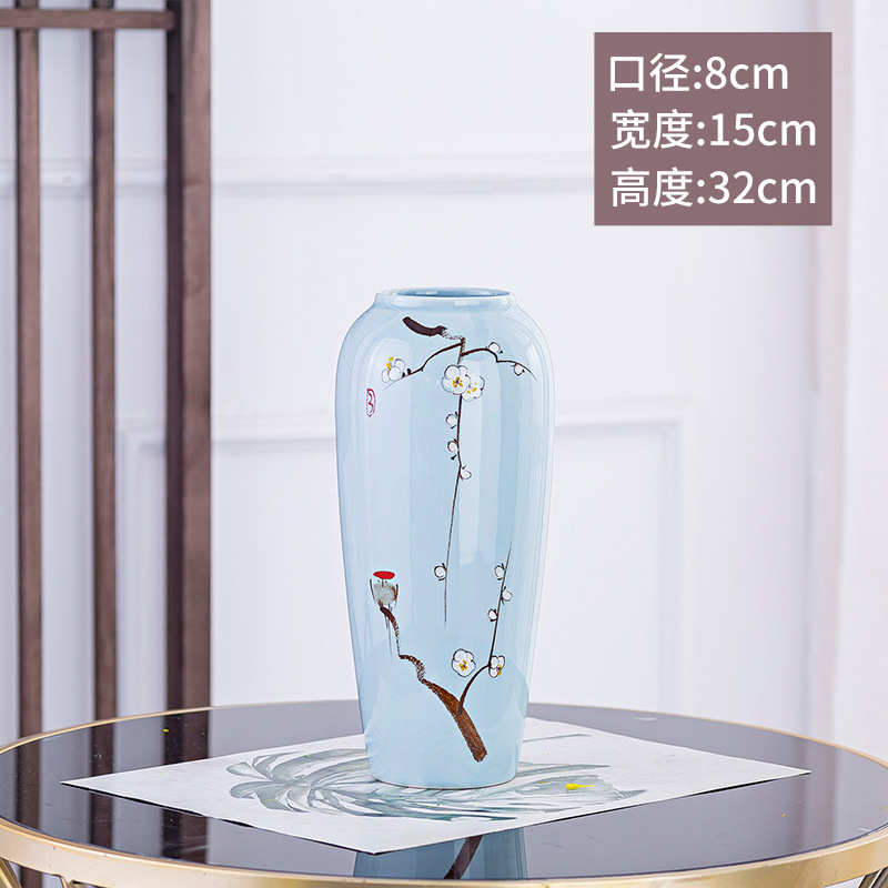 插花电视柜景德镇客厅陶瓷现代新中式家居玄关装饰品摆件干花花瓶