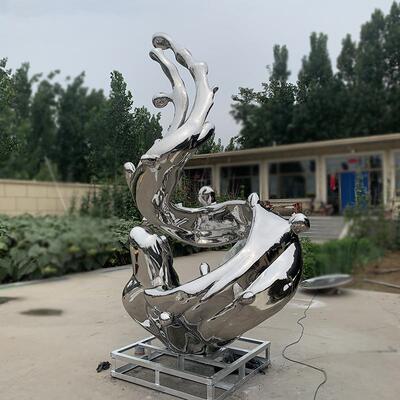 水景浪花雕塑本金户外喷泉水滴酒店小区广场商业街金属不锈钢镜面