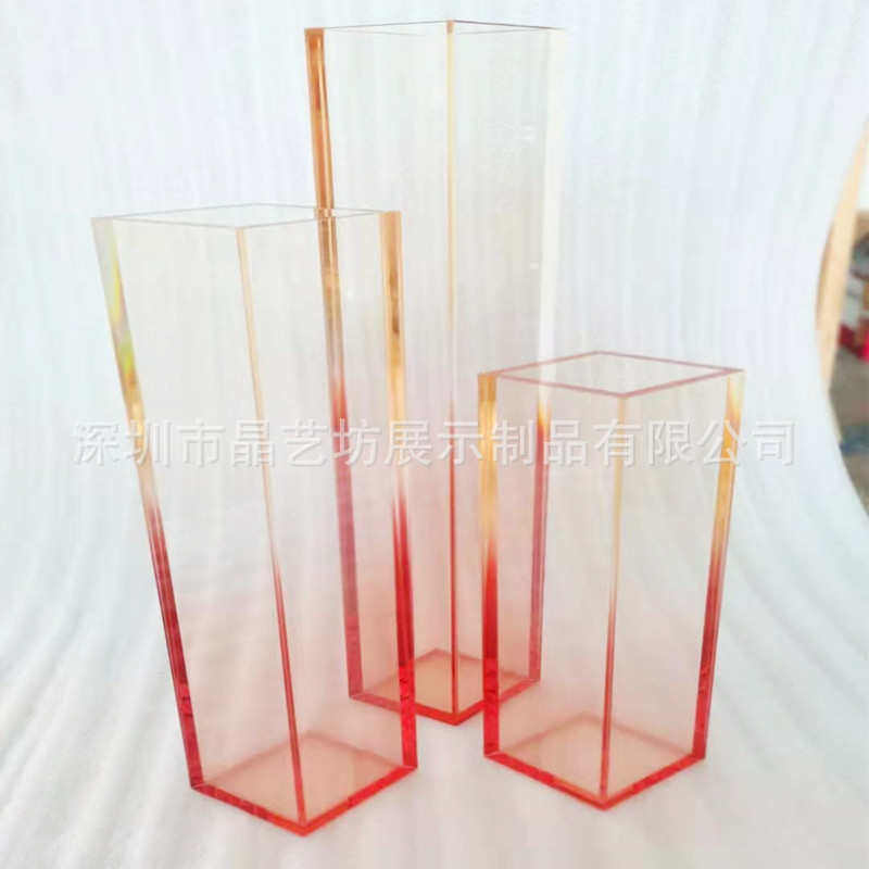 亚克力菱形透明渐变色花器压克力蓝色绿色茶色橙色染色花瓶摆件,家居饰品,香薰托盘,淘宝优惠券,粉丝福利购,淘宝优惠卷