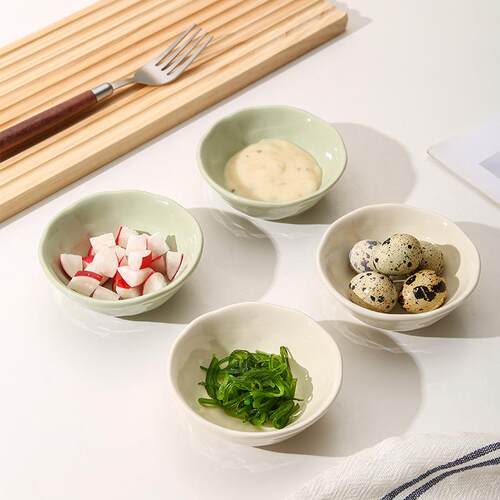 釉下彩餐具奶油风陶瓷碟4英寸蘸酱碟火锅调料味碟新款简约