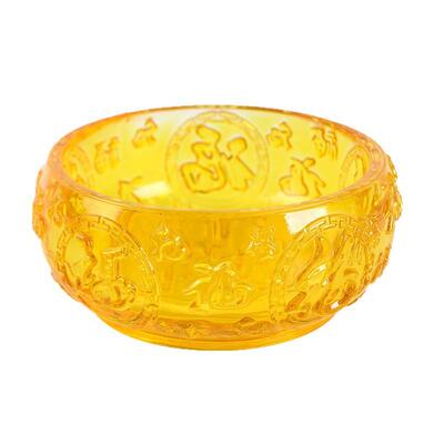 琉璃JRX5324福字宝碗摆件家玄关装饰开业聚招财品黄礼水居晶五福
