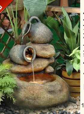 户外庭院流水摆件太阳能假山喷泉景观养鱼缸鱼池阳台花园装饰造景