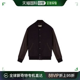 香港直邮Golden Goose Deluxe Brand 仿旧皮袖深蓝色飞行员夹夹克