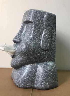 艾筒石像岛 纸巾石头餐巾纸盒嘴巴纸巾moai纸巾复活人像收纳抽摩