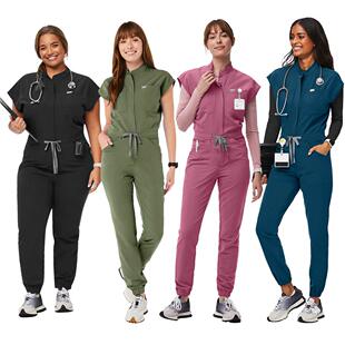 Womens work uniform Zipper Mandarin Collar Nurse Scrub