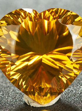 源头直供捡漏价 29.5克拉心形黄晶裸石戒面千禧切工 支持私人定制