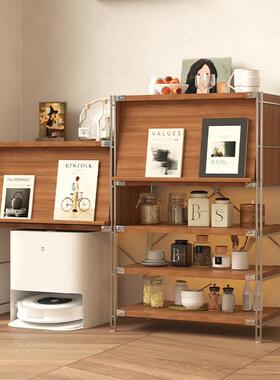 物包WNF豪斯置架沙柜木发边落地移动收纳储物柜家用杂志柜原风咖