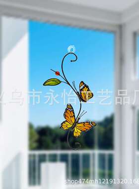 立体蝴蝶异形玻璃装饰挂件 创意家居工艺品 室内橱窗展示装饰