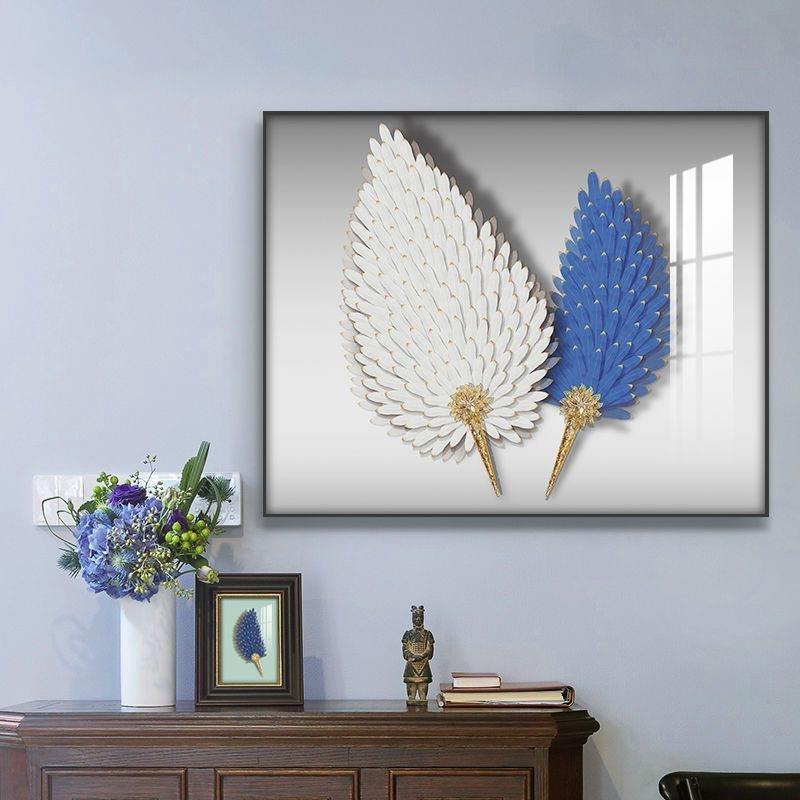 电表装饰画现代横轻DQE奢羽毛晶瓷网络盒挡箱可配遮箱电箱挂画款