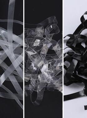 弹力透明肩带TPU透明肩带磨砂肩带4MM5MM6MM8MM黑色现货