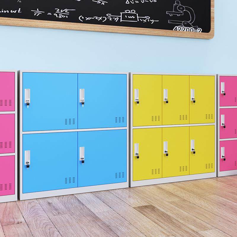 彩更柜衣宿舍铁皮柜子家用CEK学书生包储物柜教室存包柜带色锁小