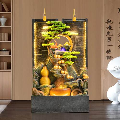 流水喷泉水幕墙鱼缸办公室庭院水系景观摆件客厅风水轮循环水装饰