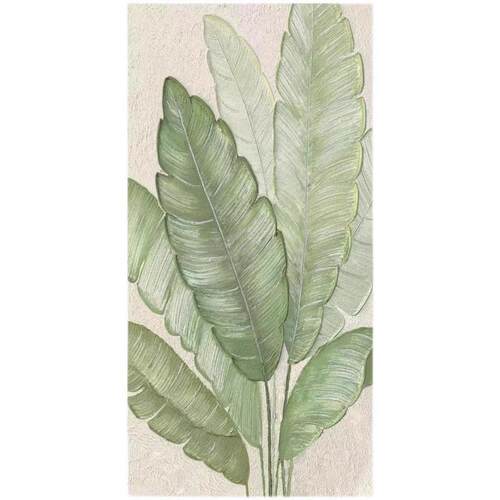 手绘油画入户玄关装饰画现代简约抽象肌理画芭蕉叶客厅玄关装饰画